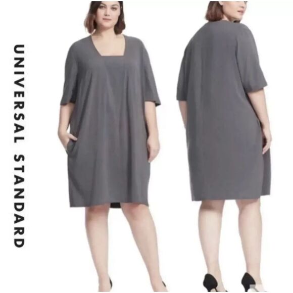 UNIVERSAL STANDARD Women’s Slate Marilyn dress Short Sleeve Flowy Large 22-24 - Picture 2 of 8